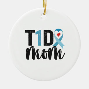 T1D Mama Diabetes Awareness Ribbon Familiengeschen Keramik Ornament