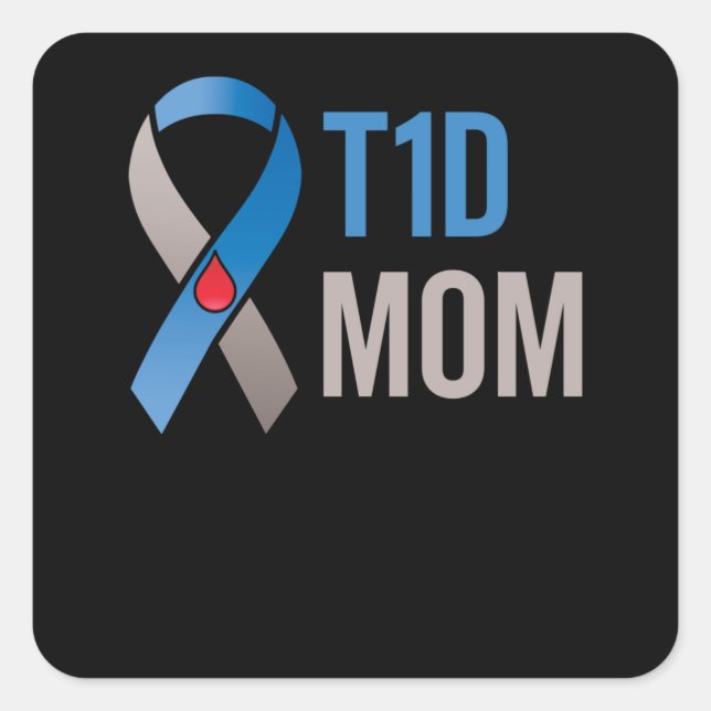 T1d Mama Mutter mit Typ-1-Diabetes Quadratischer Aufkleber (Vorderseite)