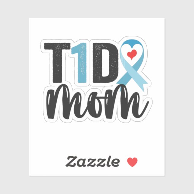 T1D Mom Diabetes Awareness Ribbon Family Gift Aufkleber (Blatt)