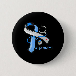 T1D Nurse Blue Ribbon Stethoscope Diabetes Awarene Button