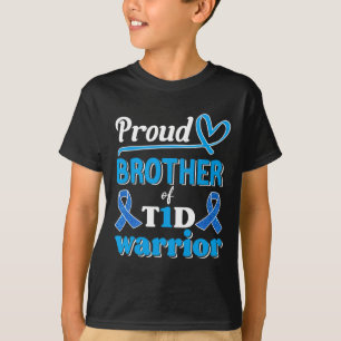 T1d Proud Brother Diabetes Awareness Blue Ribbon T-Shirt