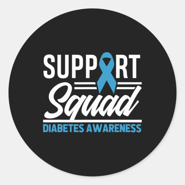 T1D T2D Krieger unterstützen Squad Diabetes Bewuss Runder Aufkleber (Vorderseite)