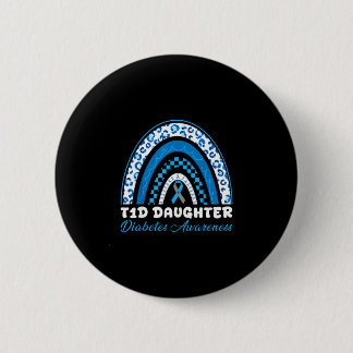 T1d-Tochter Typ-1-Diabetes-Bewusstsein Blau Grau Button