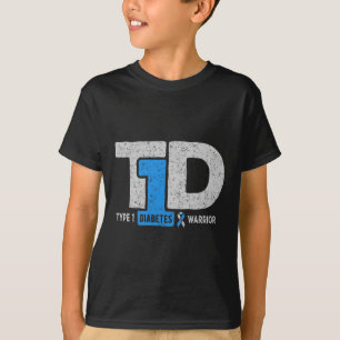 T1D Typ 1 Diabetes Warrier Awareness Diabetic Rib T-Shirt