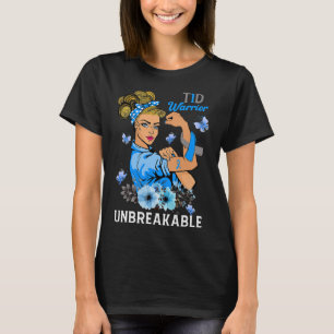 T1D Typ 1 Diabetes Warrior Awareness Unzerbrechlic T-Shirt