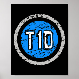 T1D Typ 1 Superherd Emblem Diabetes Bewusstsein Poster