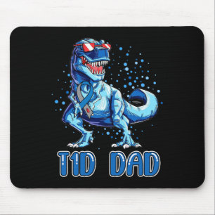 T1D Vater Typ 1 Diabetes Ribbon T Rex Dinosaurier  Mousepad