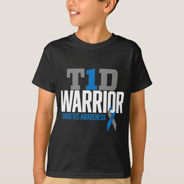 T1D Warrior Typ 1 Diabetes Bewusstsein Diabetiker T-Shirt (Vorderseite)