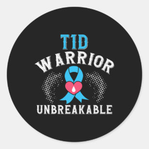 T1d Warrior Unbreakable Diabetes Awareness Montag  Runder Aufkleber