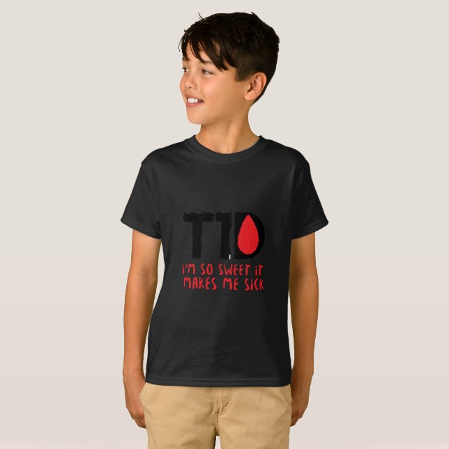 T1D zuckerkrankes Diabetes-Geschenk T-Shirt (Vorne ganz)
