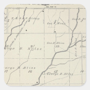 T20S R25E Tulare County Abschnitt-Karte Quadratischer Aufkleber