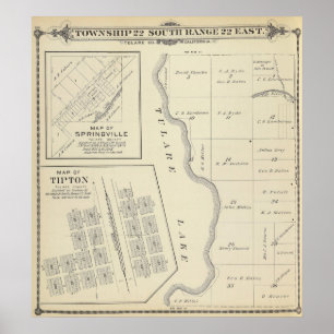 T22S R22E Tulare Landkreis Karte Poster