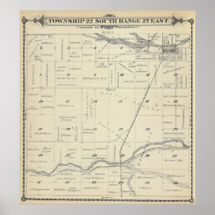 T22S R27E Tulare County Abschnitt-Karte Poster