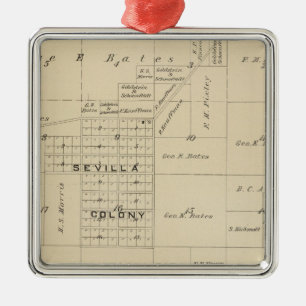 T24S R23E Tulare County Abschnitt-Karte Silbernes Ornament