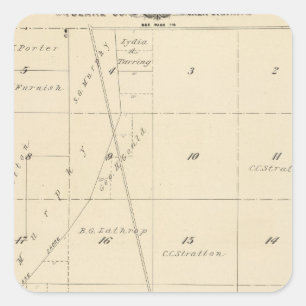 T24S R24E Tulare County Abschnitt-Karte Quadratischer Aufkleber