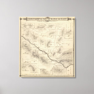 T24S R28E Tulare County Abschnitt-Karte Leinwanddruck