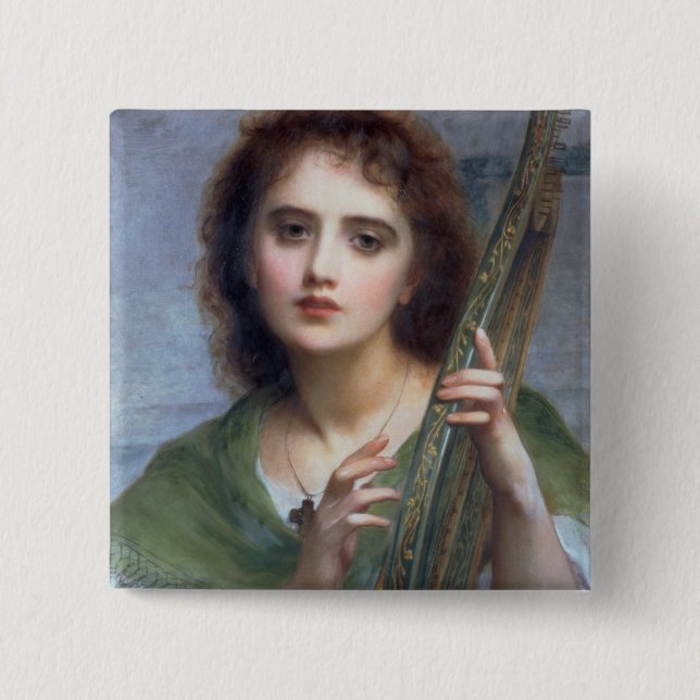 T31601 eine Dame mit Lyre (Platte) Button (Vorderseite)
