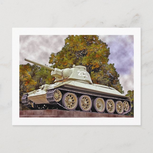 T-34 russischer Tank, Gedenkstätte des Sowjetkrieg Postkarte (Vorderseite)