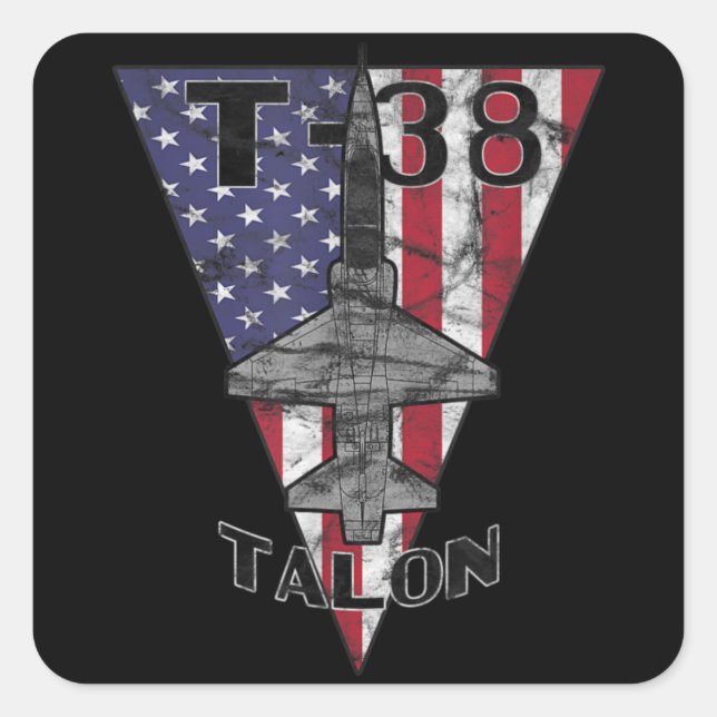 T-38 Talon Military Jet Trainer Airplane Patriotic Quadratischer Aufkleber (Vorderseite)