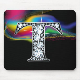 "T" Diamantblende mit Rainbow Swirl Mousepad