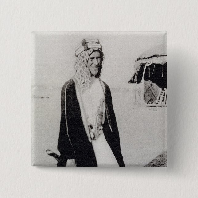 T.E. Lawrence im arabischen Kleid (b/w Foto) Button (Vorderseite)