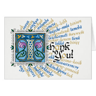 T est pour Carte de remerciements - Bleu & Or