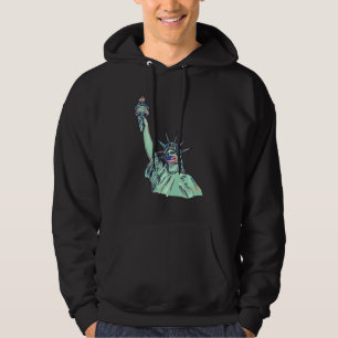 T Freiheitsstatue mit Gesichtsmaske Hoodie