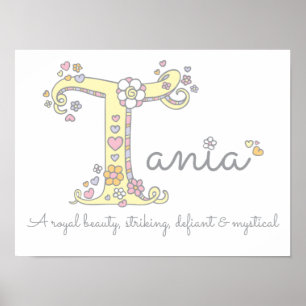 T für Tania Monogramm Buchstaben Kunst Name Bedeut Poster