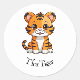 T für Tiger Runder Aufkleber