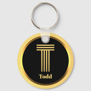 T Gold Mit Monogramm Buchstabe Personalisiert Schlüsselanhänger