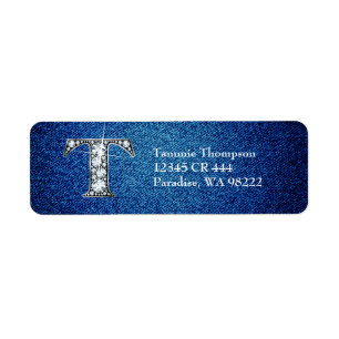 T-Imitate Diamond auf dem Denim-Rücksendeadresse-L