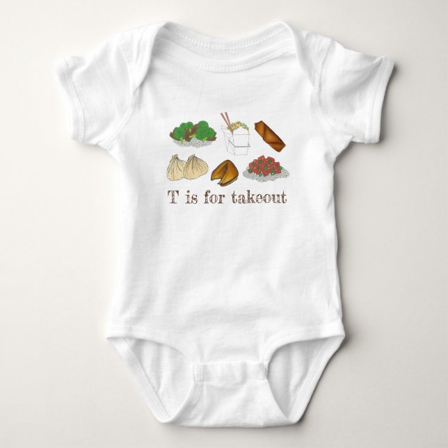 T is for Takeout Chinese Restaurant Takeaway Food Baby Strampler (Vorderseite)