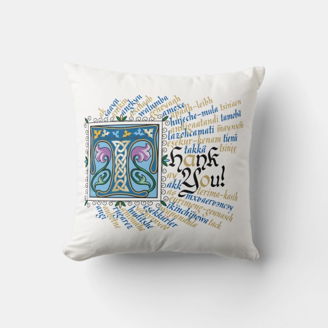 T ist für Danke, Pillow - Blue & Gold Kissen (Vorderseite)