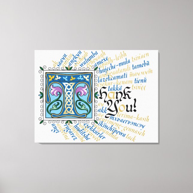 T ist für Dankeschön Canvas Print - Blue & Gold Leinwanddruck (Vorderseite)