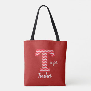 T ist für Lehrer Red Tote Bag Tasche