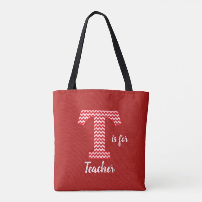 T ist für Lehrer Red Tote Bag Tasche (Rückseite)
