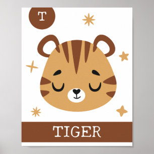T ist für Tiger, Kinderzimmer, Schlafzimmer, Kinde Poster