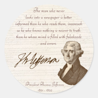 T. Jefferson: Wahrheit & Zeitung - Aufkleber