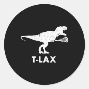 T-lax Dinosaur. Cooler Dino Lax Lacrosse-Spieler  Runder Aufkleber