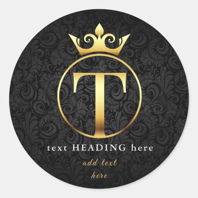 T - Letter Monogram Round Aufkleber (Vorderseite)