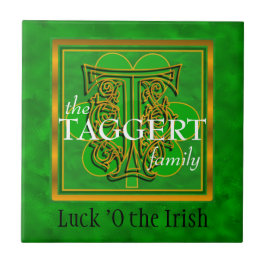 T ‚Luck of the Irish‘ Family Custom Monogram Tile Fliese