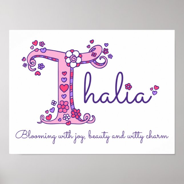 T monogram art Thalia girls name meint poster (Vorne)