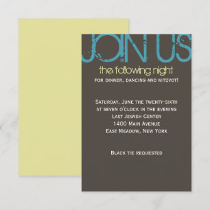 T Monogram Bar Bat Mitzvah Party Card Einladung