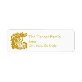 T Monogram "Gold Lace" Design Address Lables