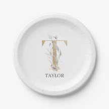T Monogramm Personalisierte Papierplatte