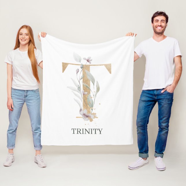 T Monogramme Floral Couverture en polaire personna (En situation)