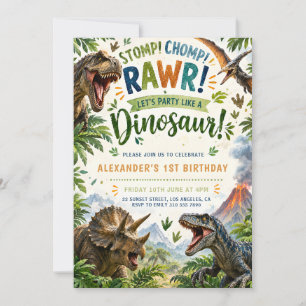 T-Rex 1. Geburtstagseinladung Dinosaurier-Abente Einladung