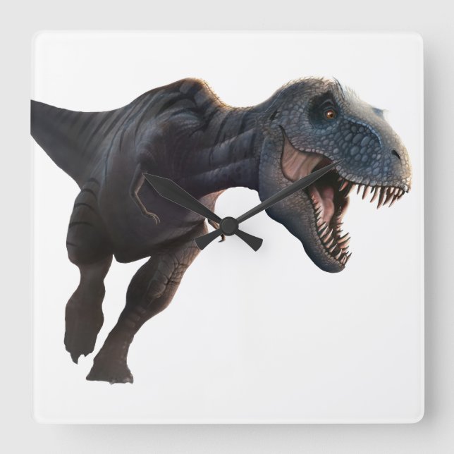 T Rex 2 Quadratische Wanduhr (Vorderseite)
