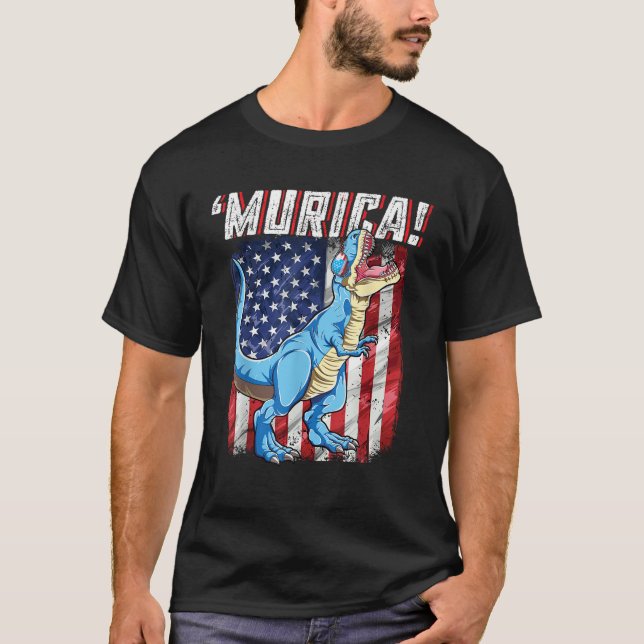 T rex 4. Juli Jungs Männer Funny Dinosaur Murica U T-Shirt (Vorderseite)