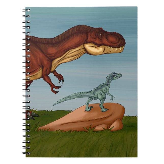 T-Rex and Velociraptor Notizblock (Vorderseite)